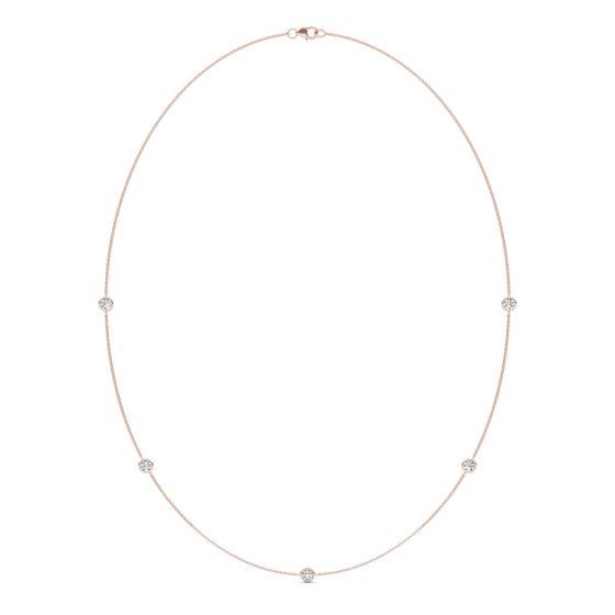 1 CTW Round Caydia Lab Grown Diamond 18in Station Necklace 14K Rose Gold