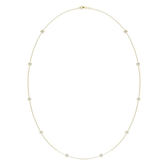 1 CTW Round Caydia Lab Grown Diamond 24in Station Necklace 14K Yellow Gold