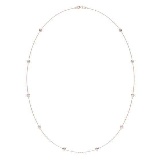 1 CTW Round Caydia Lab Grown Diamond 24in Station Necklace 14K Rose Gold