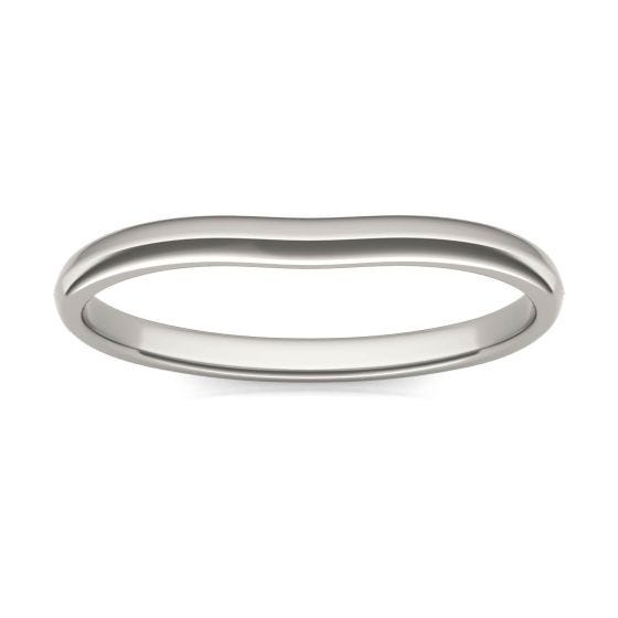 Signature Curved Matching Wedding Band Ring 14K White Gold