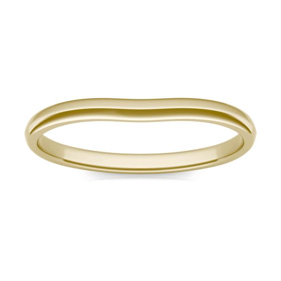 Signature Curved Matching Wedding Band Ring 14K Yellow Gold