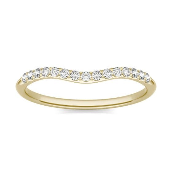 1/6 CTW Round Caydia Lab Grown Diamond Signature Curved Matching Band Ring 18K Yellow Gold