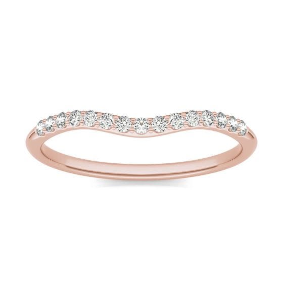 1/6 CTW Round Caydia Lab Grown Diamond Signature Curved Matching Band Ring 18K Rose Gold