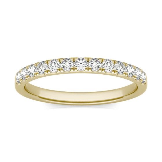 0.29 CTW DEW Round Forever One Moissanite Wedding Band Ring 14K Yellow Gold