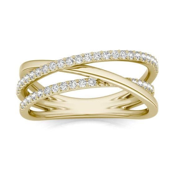 1/3 CTW Round Caydia Lab Grown Diamond Triple Crossover Ring 14K Yellow Gold