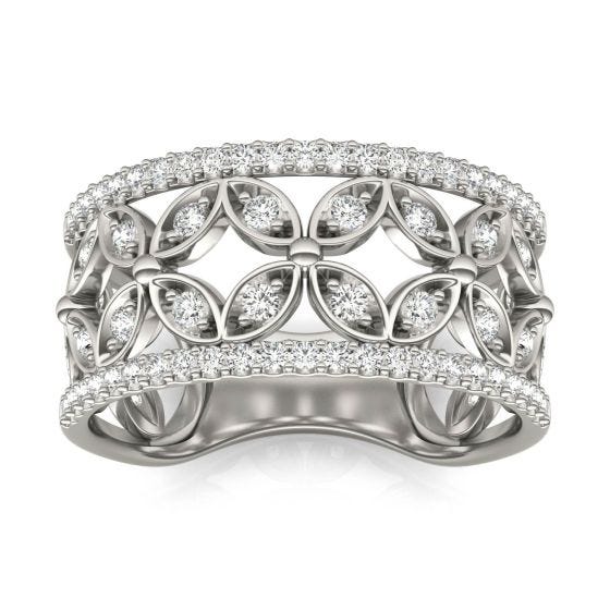 1/2 CTW Round Caydia Lab Grown Diamond Floret Fashion Ring 14K White Gold