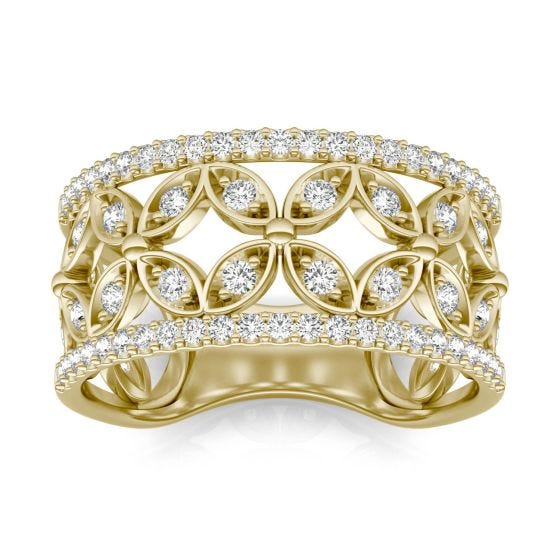 1/2 CTW Round Caydia Lab Grown Diamond Floret Fashion Ring 14K Yellow Gold