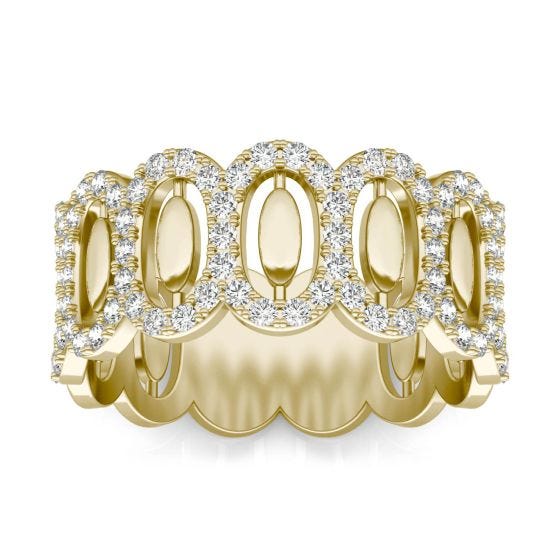 2/3 CTW Round Caydia Lab Grown Diamond Oval Fashion Ring 14K Yellow Gold