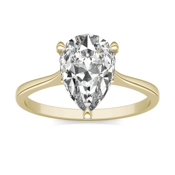 2.20 CTW DEW Pear Forever One Moissanite Ring 14K Yellow Gold