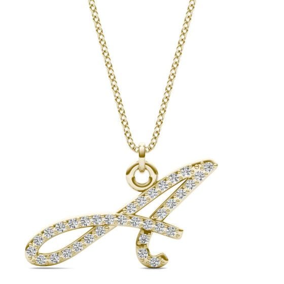 Caydia Lab Grown Diamond Personalized Initial Necklace 14K Yellow Gold