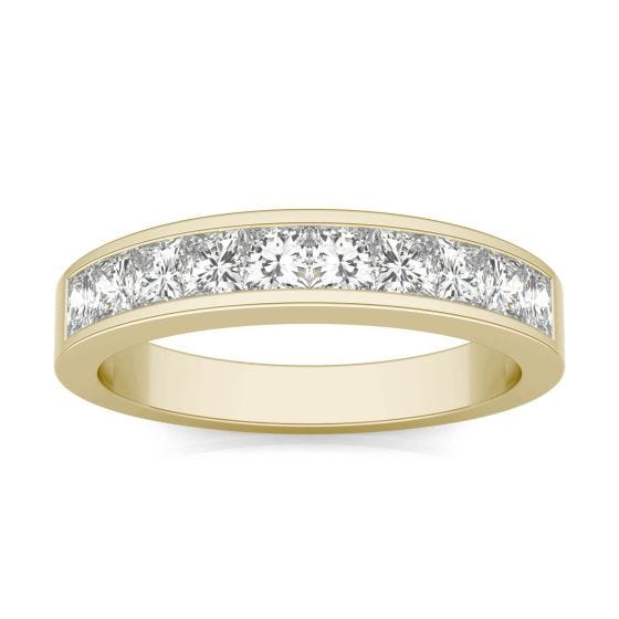 1.00 CTW DEW Square Forever One Moissanite Channel Set Anniversary Band Ring 14K Yellow Gold