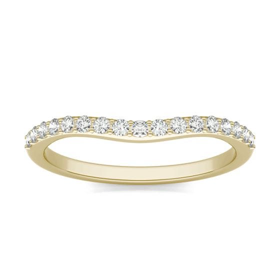 0.25 CTW DEW Round Forever One Moissanite Signature Curved Matching Band Ring 14K Yellow Gold