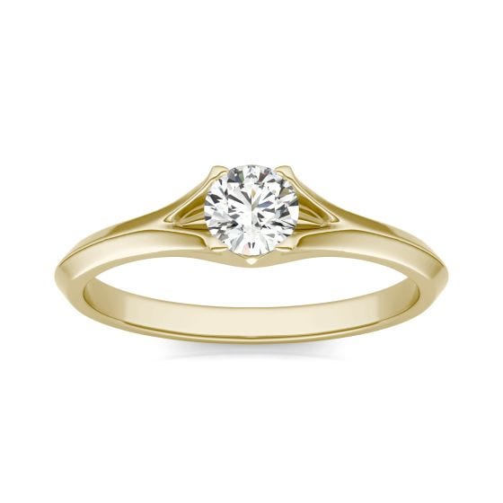 1/3 CTW Round Caydia Lab Grown Diamond Split Shank Solitaire Promise Ring 14K Yellow Gold