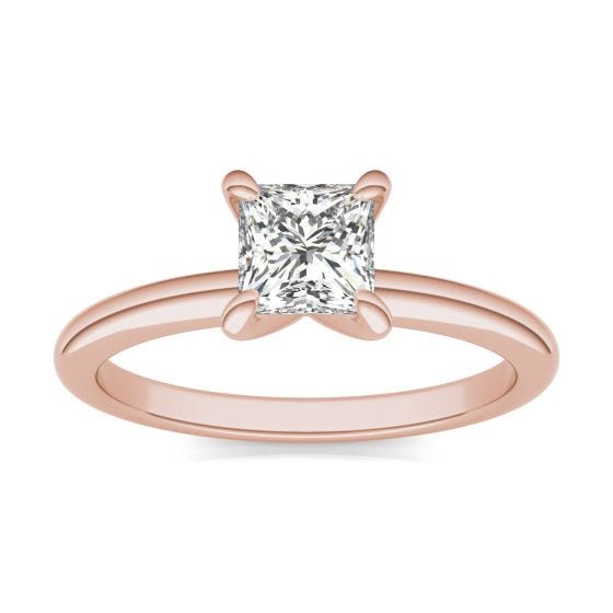 3/4 CTW Square Caydia Lab Grown Diamond Classic Four Prong Solitaire Engagement Ring 14K Rose Gold