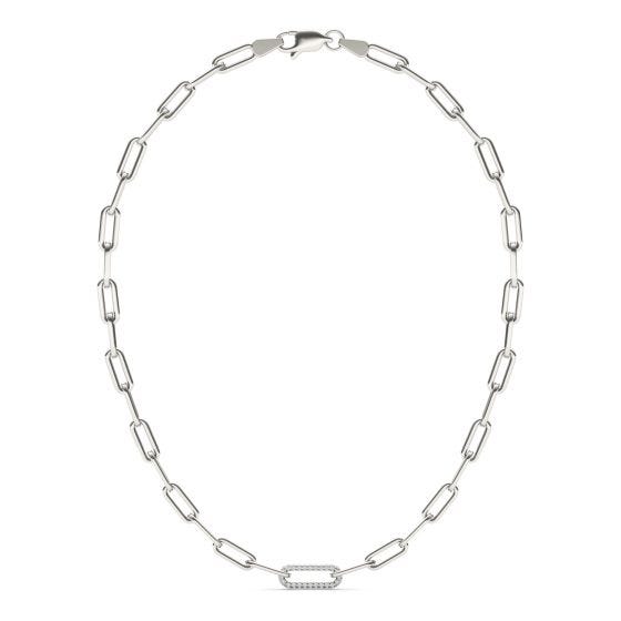 2/5 CTW Round Caydia Lab Grown Diamond 24in Pave Chain Link Necklace 14K White Gold
