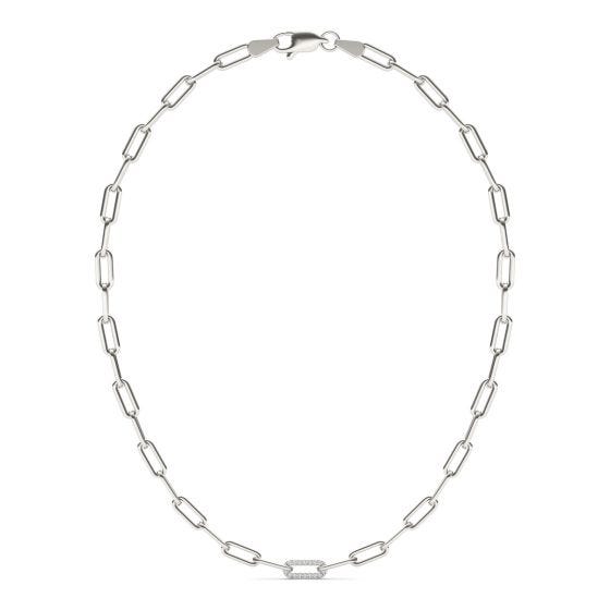 1/4 CTW Round Caydia Lab Grown Diamond 18in Pave Chain Link Necklace 14K White Gold