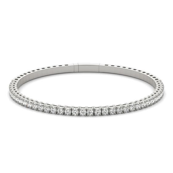 1 7/8 CTW Round Caydia Lab Grown Diamond Bangle Bracelet 14K White Gold