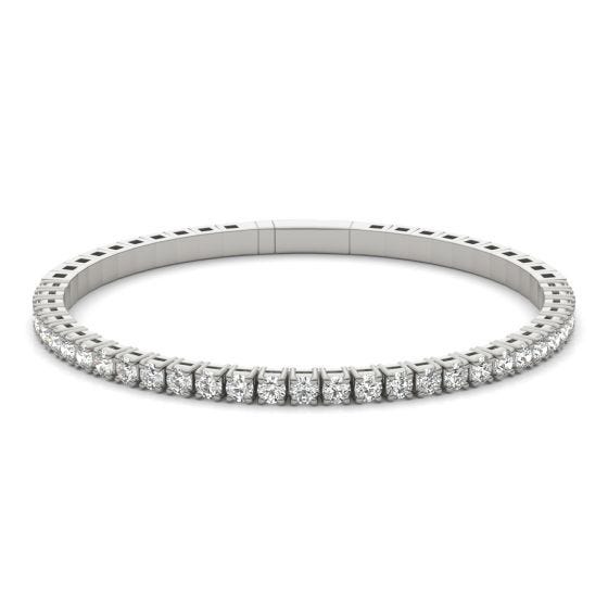 3 1/10 CTW Round Caydia Lab Grown Diamond Bangle Bracelet 14K White Gold