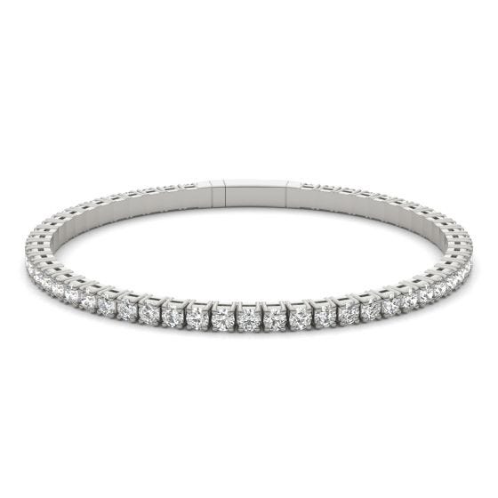 5 1/3 CTW Round Caydia Lab Grown Diamond Eternity Bangle Bracelet 14K White Gold