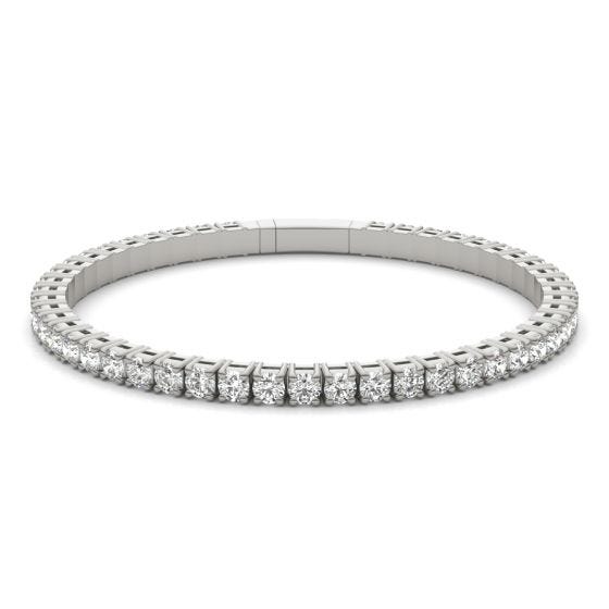 7 1/2 CTW Round Caydia Lab Grown Diamond Eternity Bangle Bracelet 14K White Gold