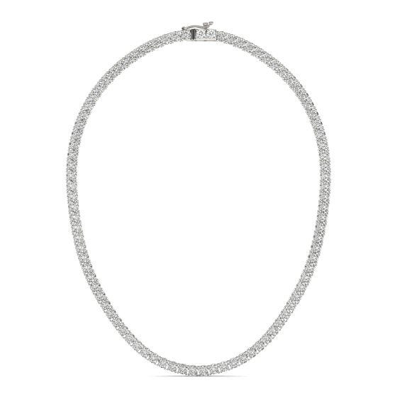 23.000 CTW DEW Round Forever One Moissanite Tennis Necklace 14K White Gold