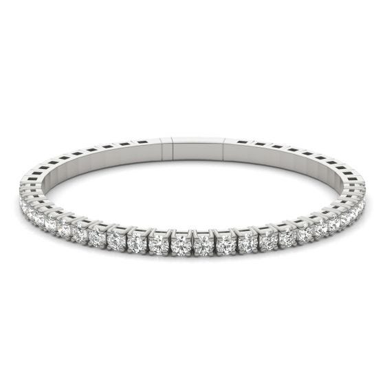 4 1/6 CTW Round Caydia Lab Grown Diamond Bangle Bracelet 14K White Gold