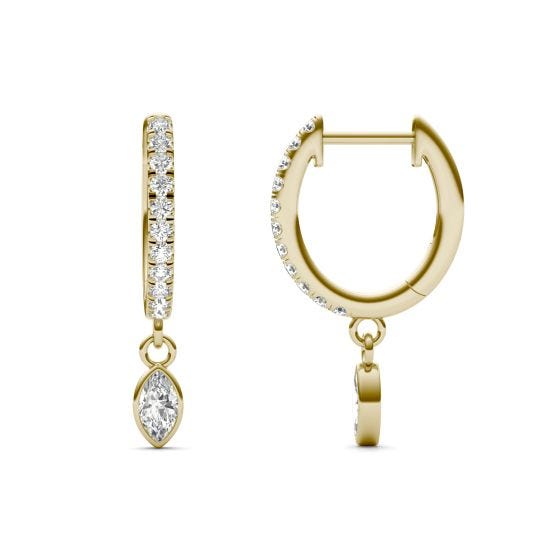 3/8 CTW Marquise Caydia Lab Grown Diamond Huggie Dangle Earrings 14K ...