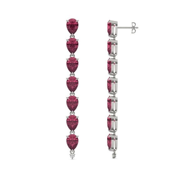 0.06 CTW Round Caydia Lab Grown Diamond Drop Earrings 14K White Gold featuring Created Ruby