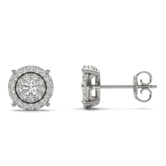 1/2 CTW Round Caydia Lab Grown Diamond Composite Stud Earrings 14K White Gold