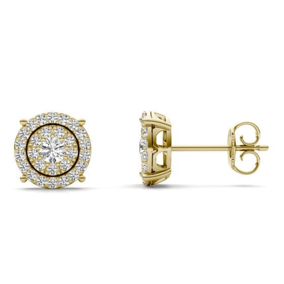 1/2 CTW Round Caydia Lab Grown Diamond Composite Stud Earrings 14K Yellow Gold