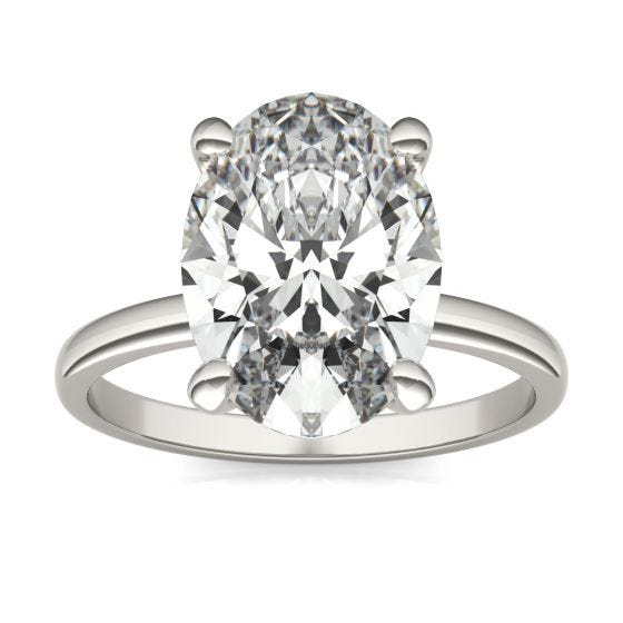 4 CTW Oval Caydia Lab Grown Diamond Classic Solitaire Ring 14K White Gold