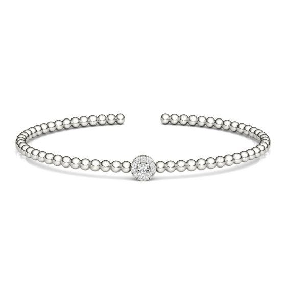 Forever One 0.11CTW Round Colorless Moissanite Bangle Bracelet in 14K White Gold - 7 INCHES