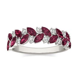 1/4 CTW Round Caydia Lab Grown Diamond Alternating Ring 14K White Gold featuring Created Ruby