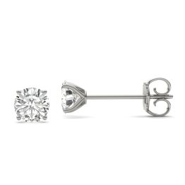 2.00 CTW DEW Round Forever One Moissanite Four Prong Martini Solitaire Stud Earrings 14K White Gold