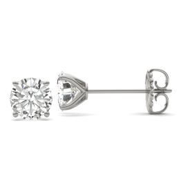 3.80 CTW DEW Round Forever One Moissanite Four Prong Martini Solitaire Stud Earrings 14K White Gold