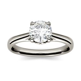 0.51 CTW DEW Round Forever One Moissanite Four Prong Solitaire Engagement Ring 14K White Gold