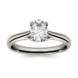 2.10 CTW DEW Oval Forever One Moissanite Four Prong Solitaire Engagement Ring 14K White Gold