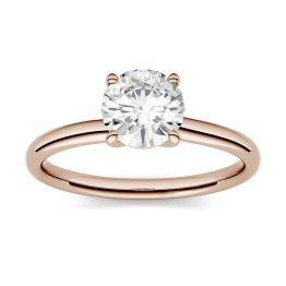 0.50 CTW DEW Round Forever One Moissanite Four Prong Solitaire Engagement Ring 14K Rose Gold