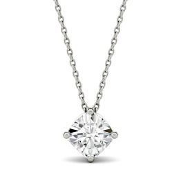 1.10 CTW DEW Cushion Forever One Moissanite Solitaire Pendant Necklace