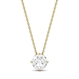 1.00 CTW DEW Round Forever One Moissanite Solitaire Pendant Necklace 14K Yellow Gold