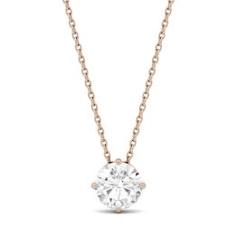 1.04 CTW DEW Round Forever One Moissanite Solitaire Pendant Necklace 14K Rose Gold