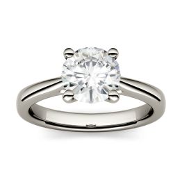 1.50 CTW DEW Round Forever One Moissanite Four Prong Solitaire Engagement Ring 14K White Gold