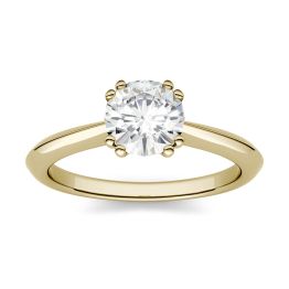 1.00 CTW DEW Round Forever One Moissanite Double Prong Solitaire Engagement Ring 14K Yellow Gold