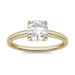 1.00 CTW DEW Round Forever One Moissanite Four Prong Solitaire Engagement Ring 14K Yellow Gold