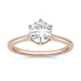 1.90 CTW DEW Round Forever One Moissanite Six Prong Trellis Engagement Ring 14K Rose Gold