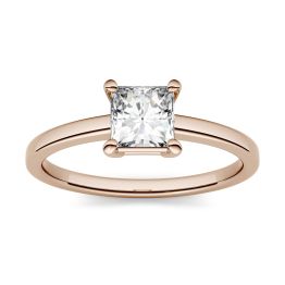 0.90 CTW DEW Square Forever One Moissanite Four Prong Solitaire Ring 14K Rose Gold