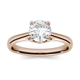 0.51 CTW DEW Round Forever One Moissanite Solitaire Engagement Ring 14K Rose Gold, SIZE 7.0