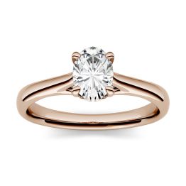 1.50 CTW DEW Oval Forever One Moissanite Four Prong Solitaire Engagement Ring 14K Rose Gold