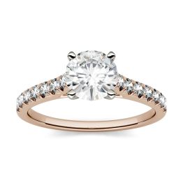 1.81 CTW DEW Round Forever One Moissanite Solitaire with Side Accents Engagement Ring 14K Rose Gold
