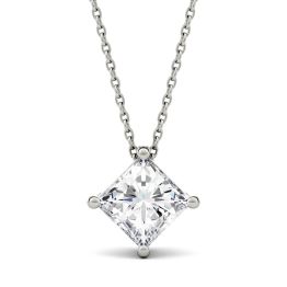 1.70 CTW DEW Square Forever One Moissanite Solitaire Pendant Necklace 14K White Gold